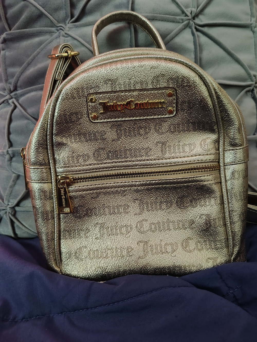 Juicy Couture Metallic Gold Small Backpack
